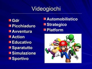 Videogiochi Gdr Picchiaduro Avventura Action Educativo Sparatutto Simulazione Sportivo Automobilistico Strategico Platform 