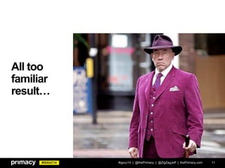 #IGXUC14
All too
familiar
result…
#igxuc14 | @thePrimacy | @ZigZagJeff | thePrimacy.com 11
 