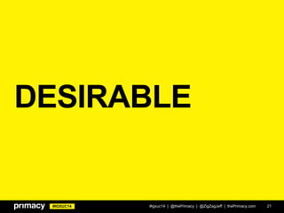 #IGXUC14
DESIRABLE
#igxuc14 | @thePrimacy | @ZigZagJeff | thePrimacy.com 21
 