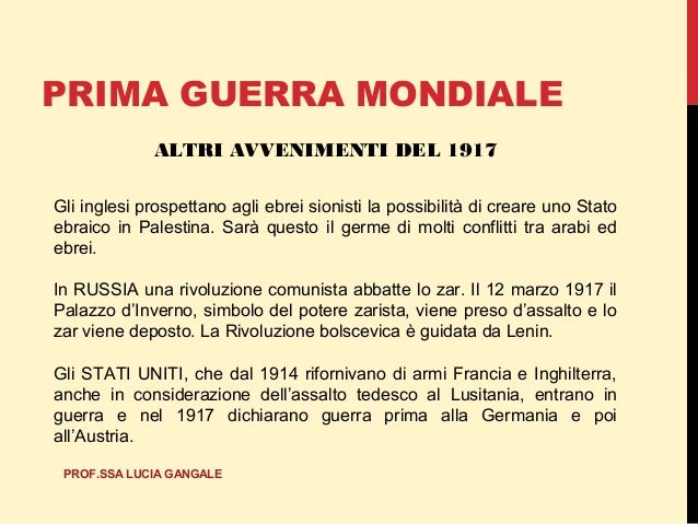 Prima Guerra Mondiale-Sintesi degli avvenimenti