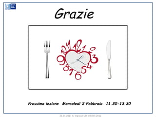 Grazie Prossima lezione  Mercoledi 2 Febbraio  11.30-13.30 26.01.2011 A. Ingrasci UD 3.9 OSS 2011 