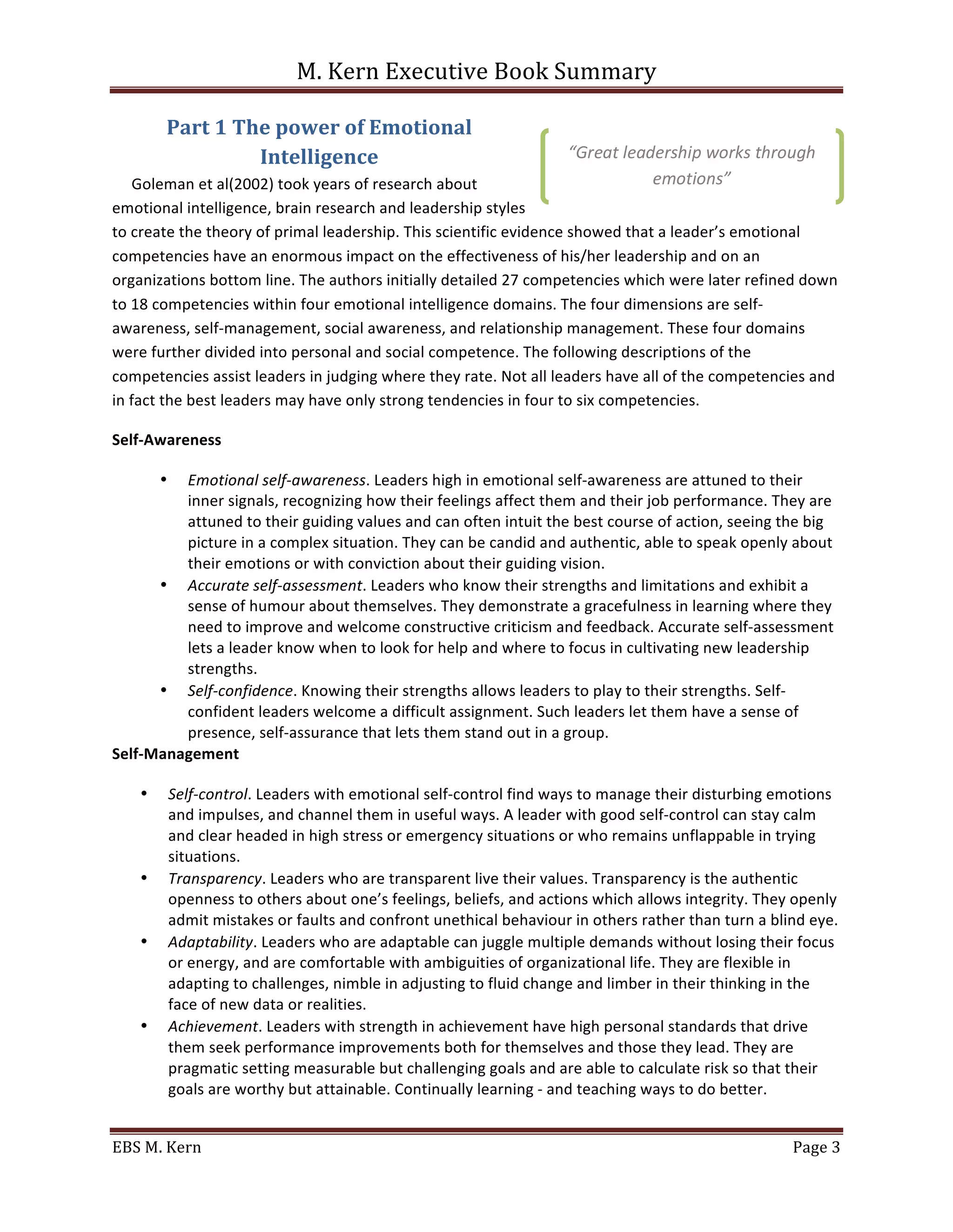 Primal leadership summay | PDF