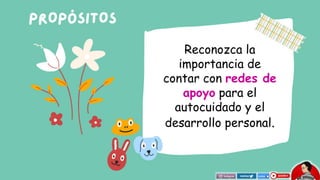Reconozca la
importancia de
contar con redes de
apoyo para el
autocuidado y el
desarrollo personal.
 