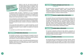 18 19
Esta capacidad permite a cada estudiante planificar y conducir sus investigaciones
científicas escolares (indagación científica); plantear estrategias para la
experimentación, seleccionar materiales e instrumentos de medición, recolectar datos
y controlar las variables involucradas en el recojo de evidencia, para responder así a
la pregunta de indagación y contrastar las hipótesis formuladas.
Esta capacidad implica que los estudiantes ejecuten experimentos haciendo uso de
instrumentos que permitan obtener y organizar datos cuantitativos y cualitativos de
las variables, utilizando tablas, gráficos, etc. Los estudiantes deben reconocer que
necesitan datos o información válida para responder las preguntas basadas en
argumentos, resolver los problemas, formular las hipótesis o explicar los fenómenos.
Deben saber, asimismo, que es indispensable identificar la información relevante y
saber procesarla. Para ello, tendrán que elaborar, organizar o transformar los datos
obtenidos, que se encuentran dispersos, desordenados y aislados.
Esta capacidad se desarrolla al relacionar los datos obtenidos y organizados con
un campo de conocimiento (teorías, principios y leyes) para su interpretación con la
finalidad de establecer conclusiones. Para lograrlo, se usan herramientas tecnológicas
que facilitan el análisis de los datos recogidos.
Esta capacidad implica que el estudiante formule conclusiones coherentes –basadas
en las evidencias recogidas y en la interpretación de los datos– para comunicar sus
conclusiones de manera oral, escrita, gráfica o con modelos, usando conocimientos
científicos y terminología matemática. Esto le permitirá construir un nuevo conocimiento.
Diseña estrategias para hacer una
indagación
Capacidad:
Genera y registra datos e informaciónCapacidad:
Analiza datos o informaciónCapacidad:
Evalúa y comunicaCapacidad:
El proceso de experimentación
es un espacio propicio
para fomentar el trabajo
colaborativo y las actitudes
científicas.
Además, en este ciclo, como guías del proceso de
aprendizaje, debemos permitir a los estudiantes formular
sus propias preguntas, plantear sus hipótesis e iniciar
su propio proceso de indagación. Se debe procurar, por
ello, que construyan su propio conocimiento y que lo
contrasten o complementen con los resultados obtenidos
por las indagaciones de sus compañeros.
Es importante también que lleguen a familiarizarse con el uso de tecnologías
adecuadas para procesar la información, tales como hojas de cálculo y graficadores
y, al mismo tiempo, incluir progresivamente la incertidumbre en la medición de sus
datos, reconociendo que la naturaleza de la ciencia no se basa en dar respuestas
absolutas, sino en hacer aproximaciones a la realidad.
Es más, incentivaremos a nuestros estudiantes para que propaguen las incertidumbres
al procesar la información inicial, haciendo uso de operaciones matemáticas o gráficos,
de tal forma que reflexionen sobre la precisión y validez de sus resultados finales.
Eso les pérmitirá evaluar el proceso y comunicar sus conclusiones, sustentando cada
afirmación.
Todo el proceso debe quedar registrado en un “cuaderno de experiencias”, que será
una herramienta de comunicación con los compañeros y el docente, además de ser
un soporte para desarrollar y construir la reflexión y una evidencia de la autoría del
estudiante.
Las capacidades que permitirán el logro de esta competencia son:
Esta capacidad se desarrolla a partir del planteamiento de preguntas de parte de
los estudiantes. Estas preguntas surgen de su interacción con el entorno, buscan la
comprensión del mismo y están orientadas a la comprensión de hechos y fenómenos
que les interesan o a partir de la realización de alguna actividad.
Plantear interrogantes implica –también– emitir posibles respuestas (hipótesis) en forma
descriptiva o causal, que a su vez tengan relación con un conjunto de conocimientos
establecidos sobre la base de sus conocimientos previos, hechos o evidencias y que
orientarán el proceso de indagación.
Problematiza situacionesCapacidad:
 