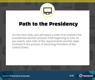 Lesson: Primaries & Caucuses 6/35
 