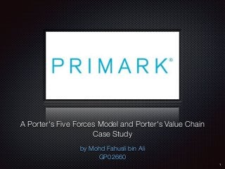 Text 
A Porter's Five Forces Model and Porter's Value Chain 
Case Study 
by Mohd Fahusli bin Ali 
GP02660 
1 
 