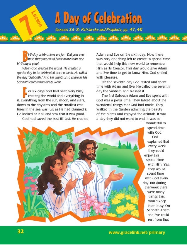Lesson 7 Primary Sabbath School Second Quarter 2015