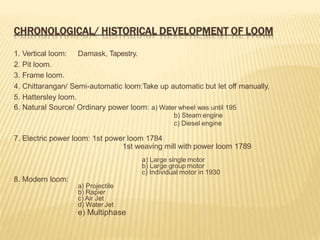 Loom Evolution Primary motions of Loom. | PDF