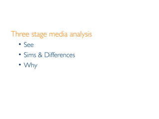 Three stage media analysis See Sims & Differences Why 