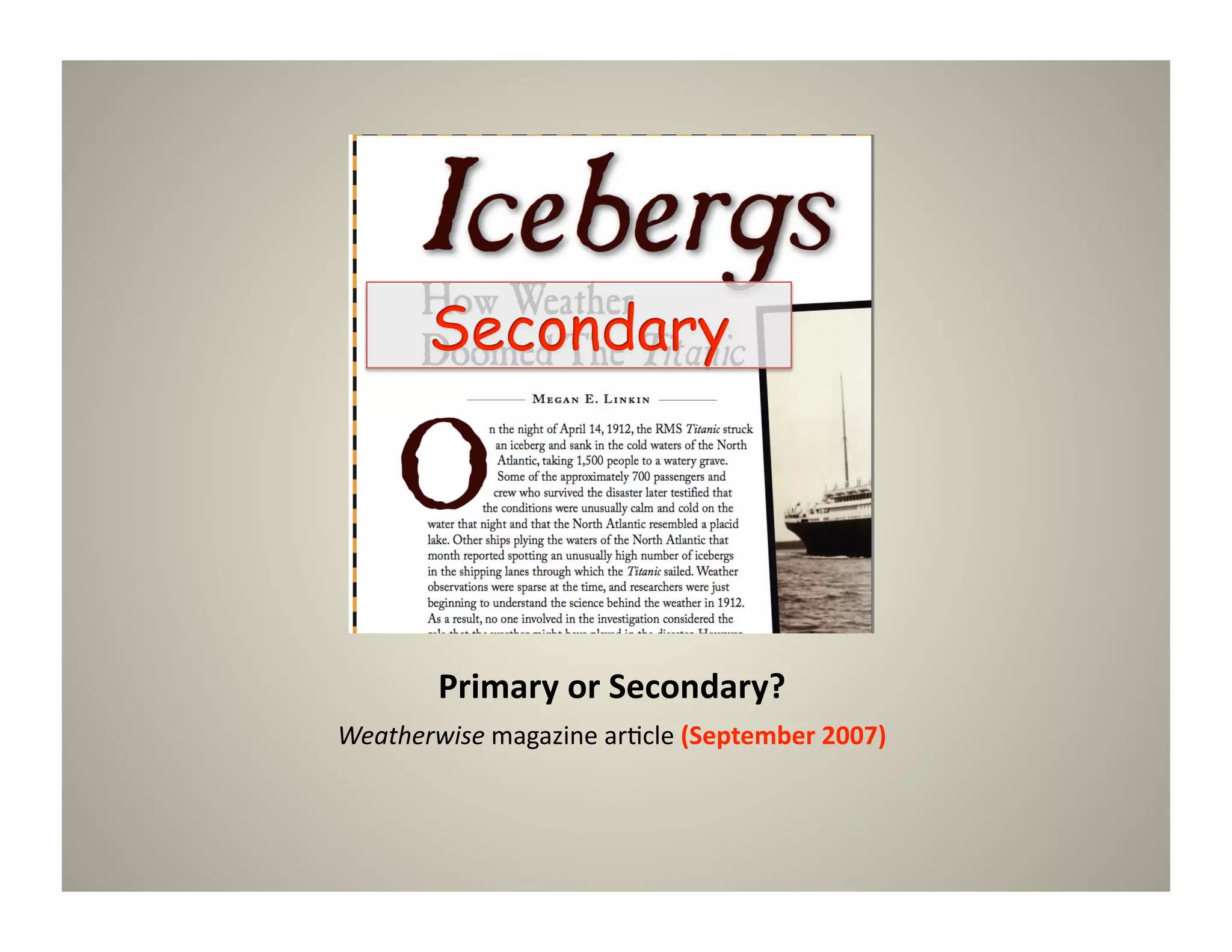 Primary and secondary