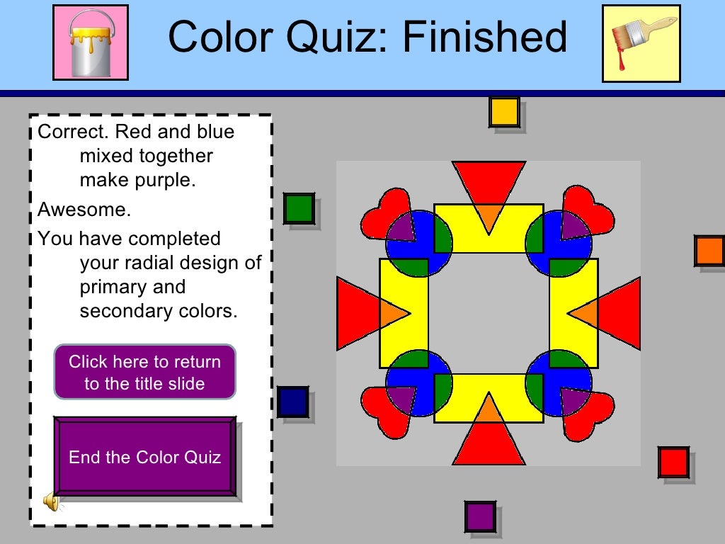 Color Quiz: Finished Correct. Red