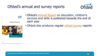 Ofsted’s annual and survey reports
 Ofsted’s Annual Report on education, children’s
services and skills is published towa...