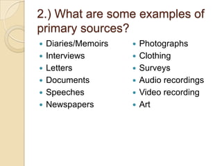 Primary and Secondary Sources | PPTX