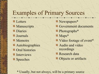 Primary and secondary Sources | PPT