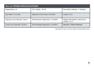 Instruction Manual | Primary Prms GLX 2xPRISM | Optics Trade