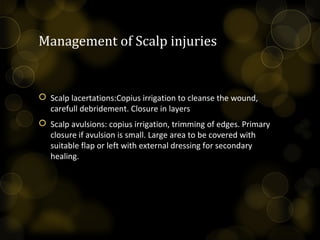 Management in Case of Sever head injury
GCS score 3-8
• ABC
• Previous history for allergies,
medications, past illness, l...