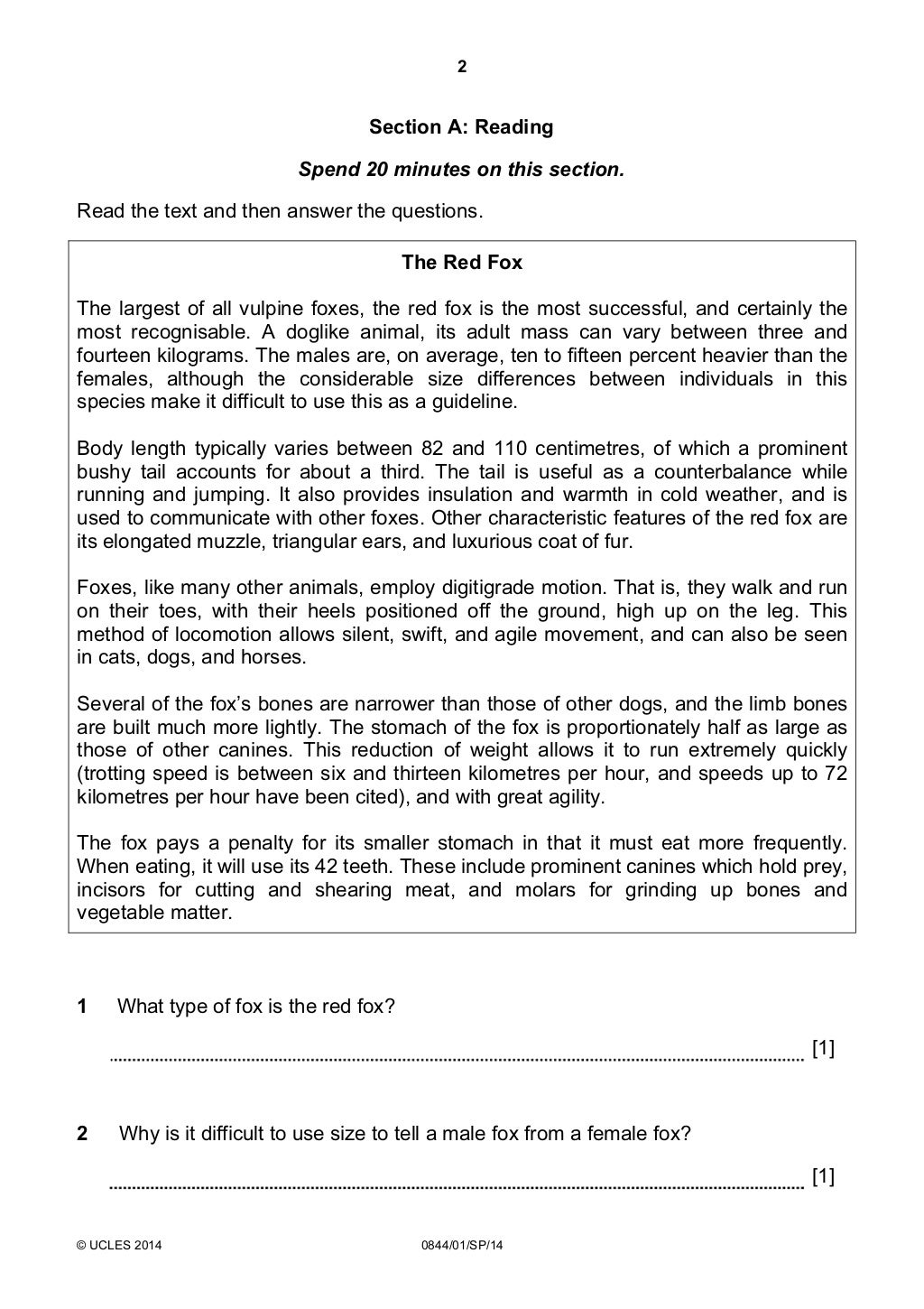 Primary checkpoint english (0844) specimen 2014 paper 1
