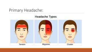 Primary Headache:
 