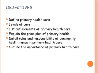 Comprehensive Overview of Primary Health Care: Principles, Levels, and ...