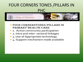 FOUR CORNERS TONES /PILLARS IN
PHC
 