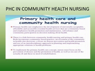 PHC IN COMMUNITY HEALTH NURSING
 
