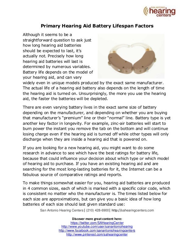 Primary Hearing Aid Battery Lifespan Factors