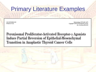 Primary Literature Examples 