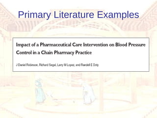 Primary Literature Examples 