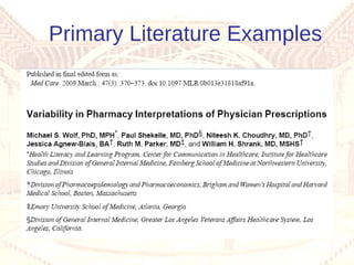 Primary Literature Examples 