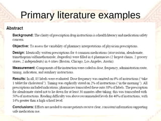 Primary literature examples 