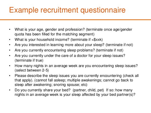 Primary research questionnaires
