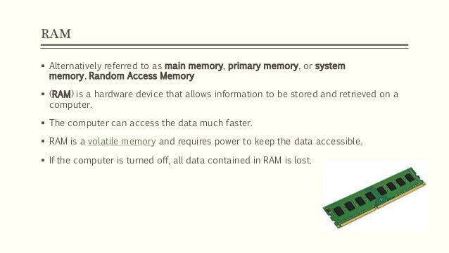 Primary memory (main memory)