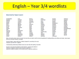 English – Year 3/4 wordlists
 