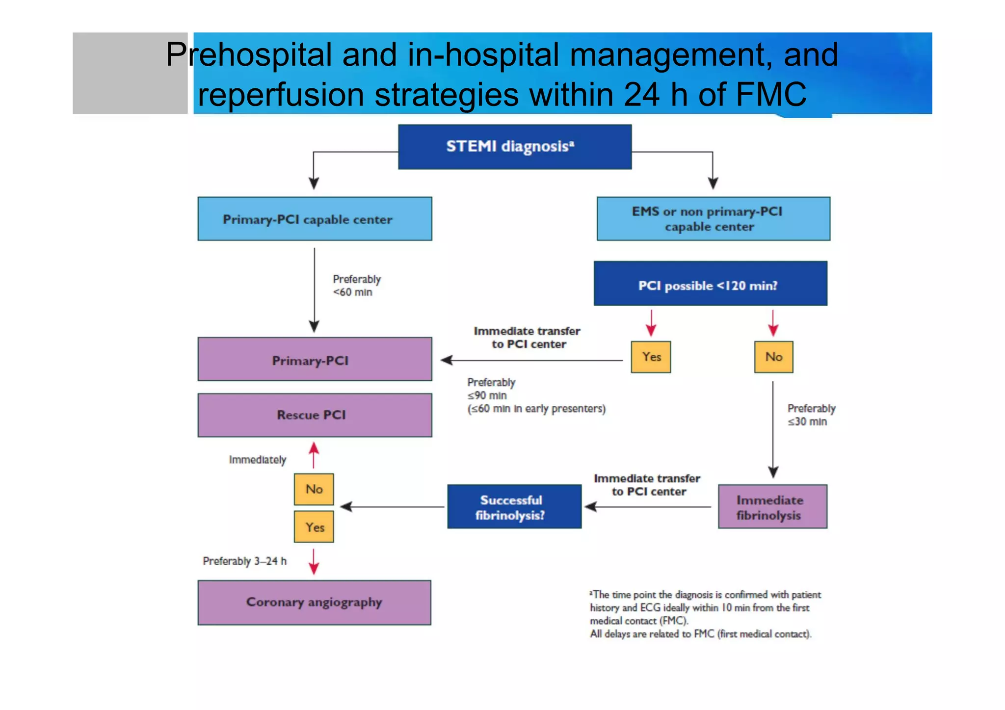 Prehospital and in-hospital management, and
reperfusion strategies within 24 h of FMC
 