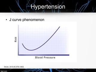 Hypertension
Stroke. 2014;45:3754–3832.
• J curve phenomenon
 