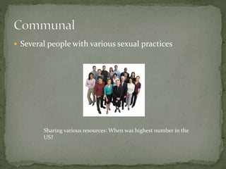  Several people with various sexual practices
Sharing various resources: When was highest number in the
US?
 