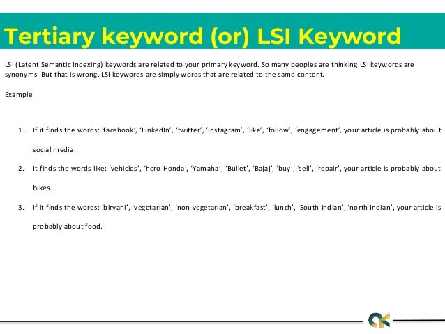Primary Secondary And Tertiary Keywords
