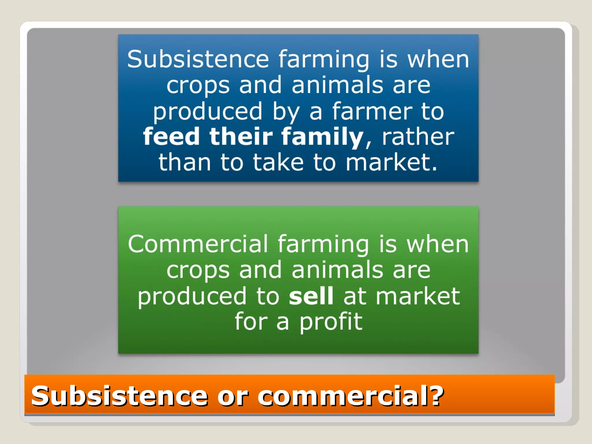 Subsistence or commercial? 