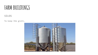 FARM BUILDINGS
SILOS
To keep the grain.
 