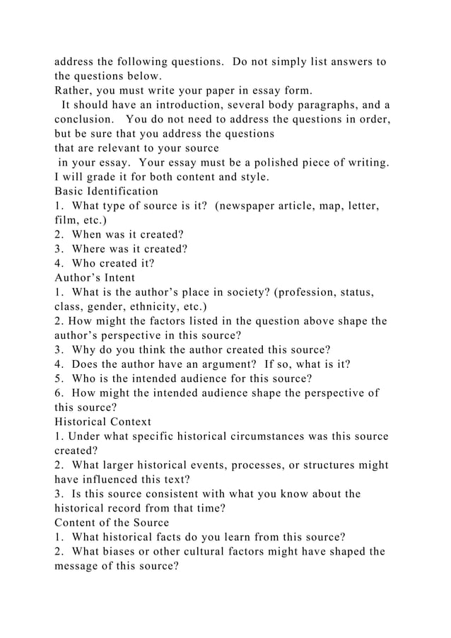Primary Source Analysis Paperinstructions For Primary Source Analy Docx Primary Source Analysis Paperinstructions For Primary Source Analy Docx