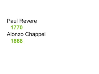Paul Revere
 1770
Alonzo Chappel
 1868
 