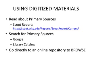 Using Primary Sources in K-6 Social Studies | PPT