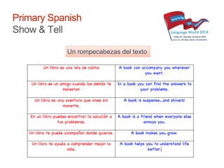 Primary Spanish
Show & Tell
Un rompecabezas del texto
 
