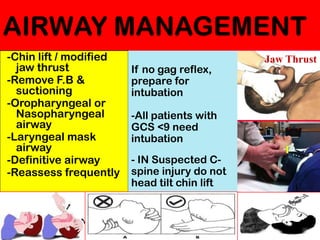 Consider the need for advanced airway
management techniques in:
• Persisting airway obstruction
• Penetrating neck trauma ...