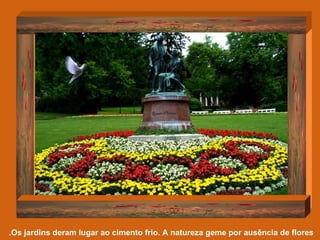Os jardins deram lugar ao cimento frio. A natureza geme por ausência de flores.  