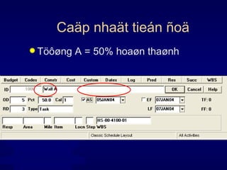 Caäp nhaät tieán ñoä Töôøng A = 50% hoaøn thaønh 