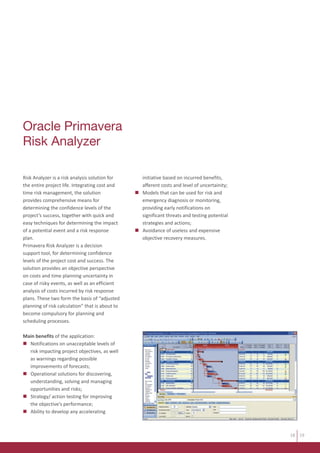 Primavera Schedule Risk Analysis Primavera Project Management | PDF