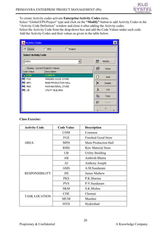 Primavera p6 manual edited | PDF