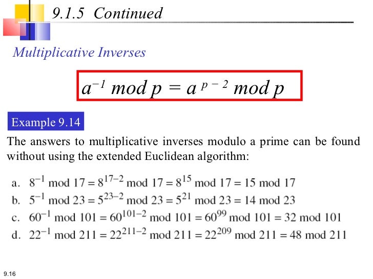 euclidean extended inverse using multiplicative Prime euclidean extended inverse using multiplicative Prime