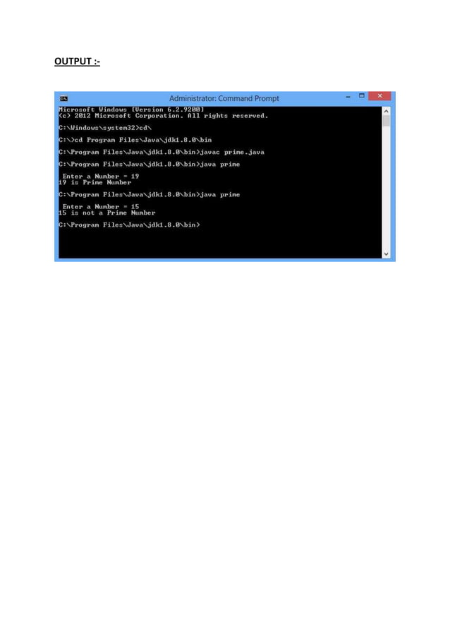 WAP to find out whether the number is prime or not in java | PDF